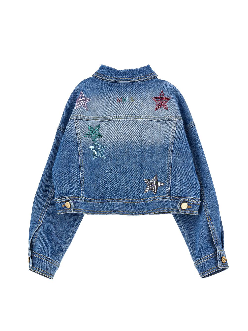 Monnalisa Giubbetto Jeans Con Stelline A Borchiette