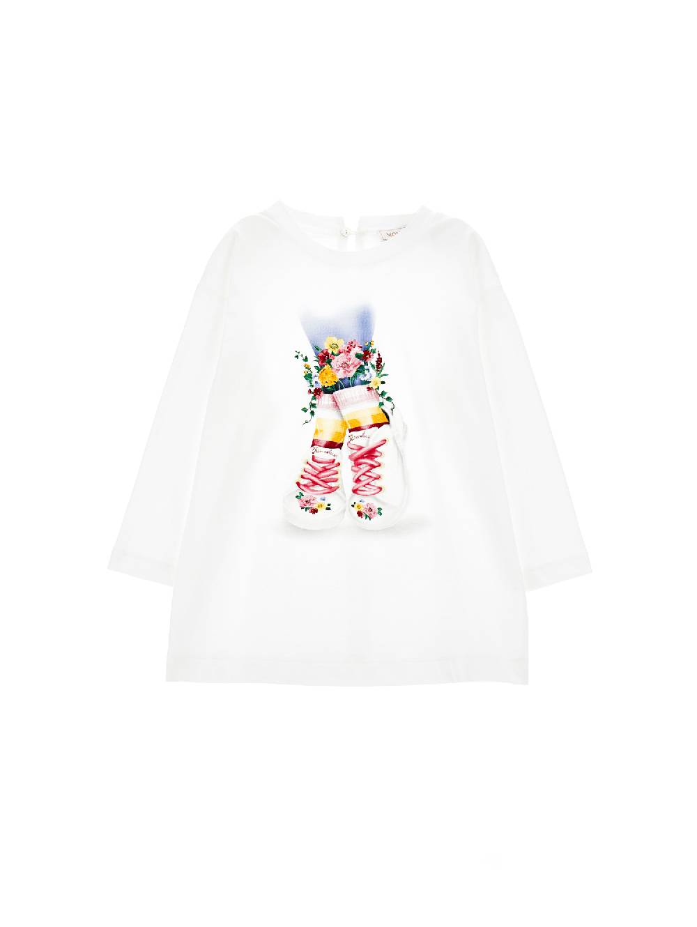Monnalisa Maxi t-shirt maniche lunghe stampa sneakers