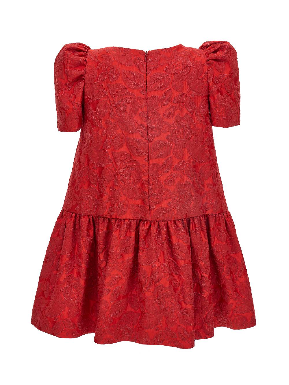 Monnalisa Abito Broccato Rosa Con Balze