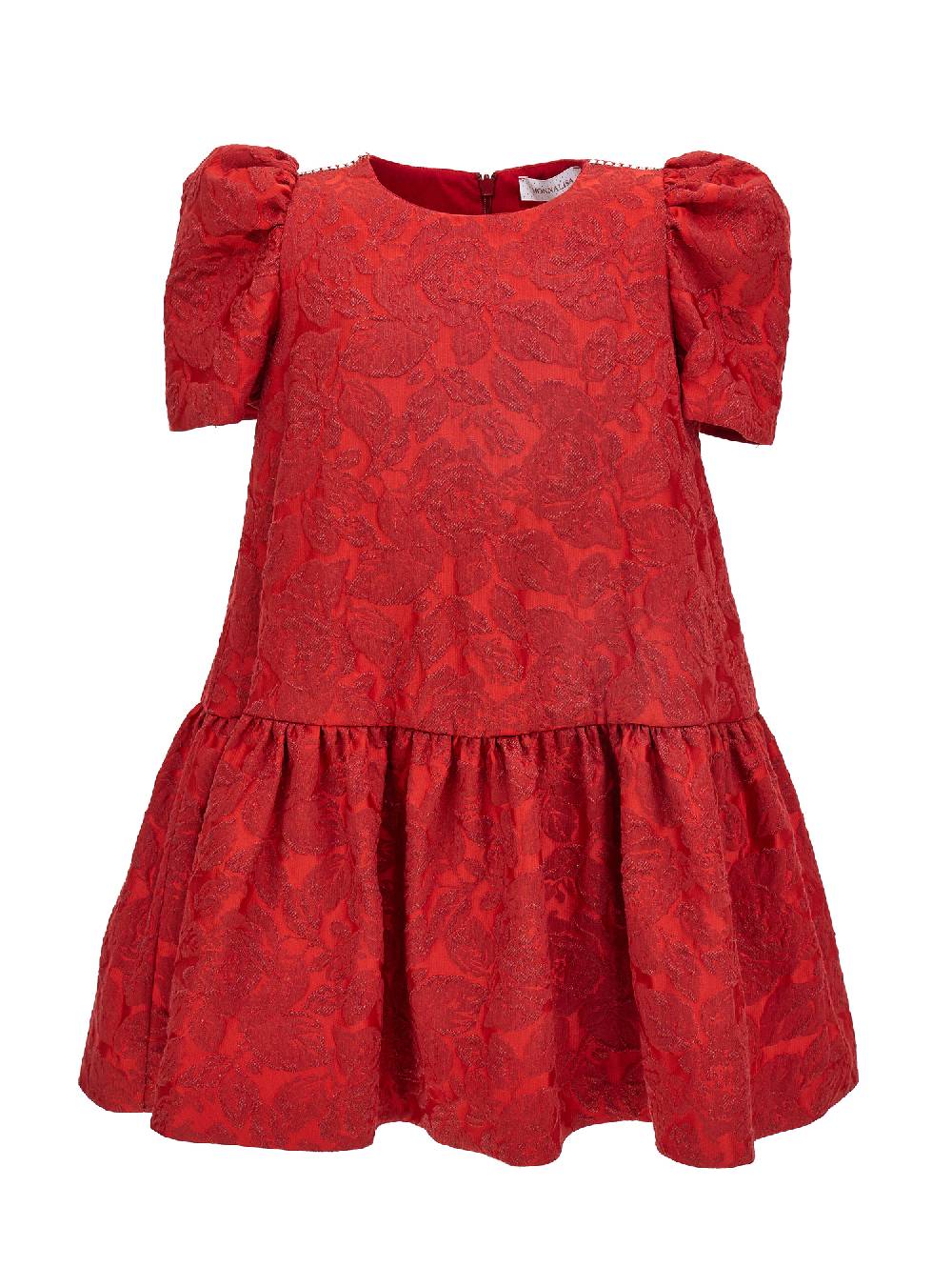 Monnalisa Abito broccato rosa con balze