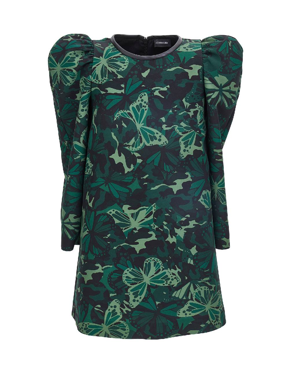 Monnalisa Abito cady camouflage manica gigot