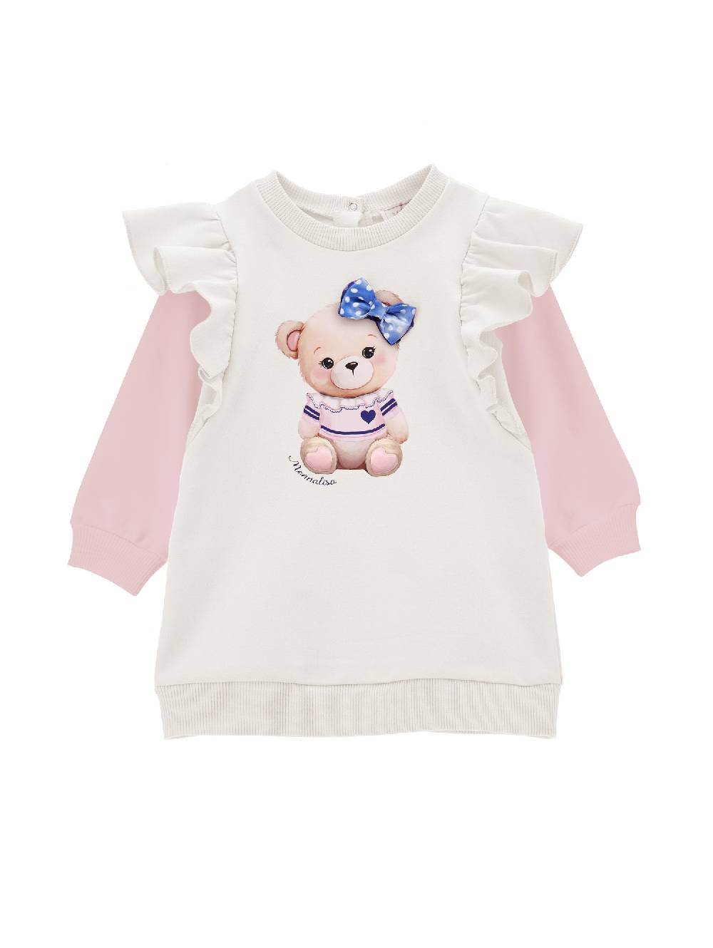 Monnalisa Abito felpa bicolor con galette