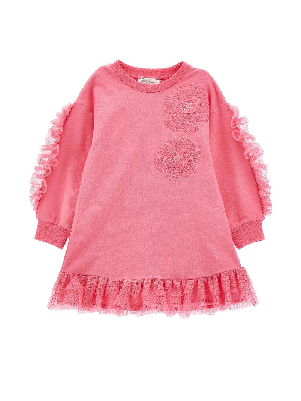 Monnalisa Abito felpa ricamo anemoni