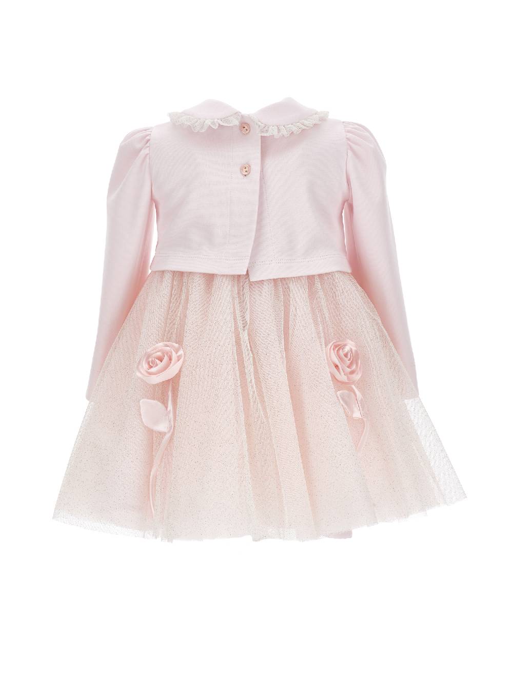 Monnalisa Abito Glitter Con Fiori Applicati