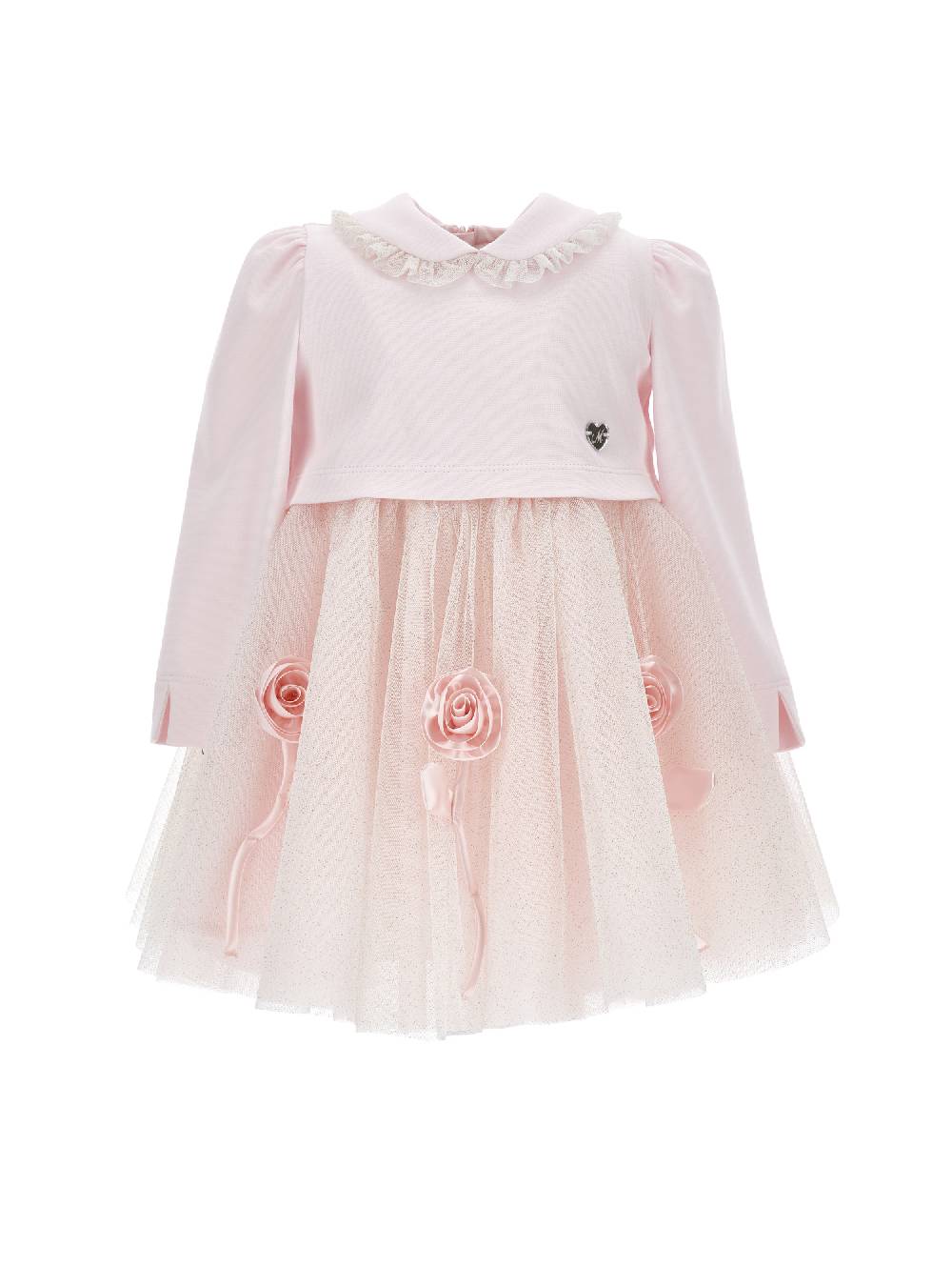 Monnalisa Abito glitter con fiori applicati