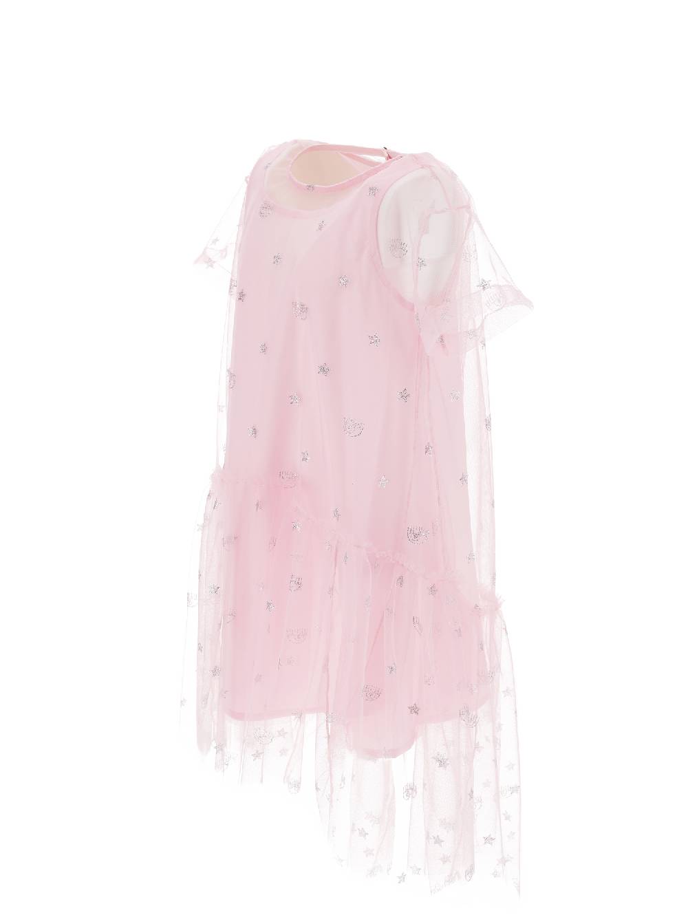 Monnalisa Abito In Tulle Logomania All Over