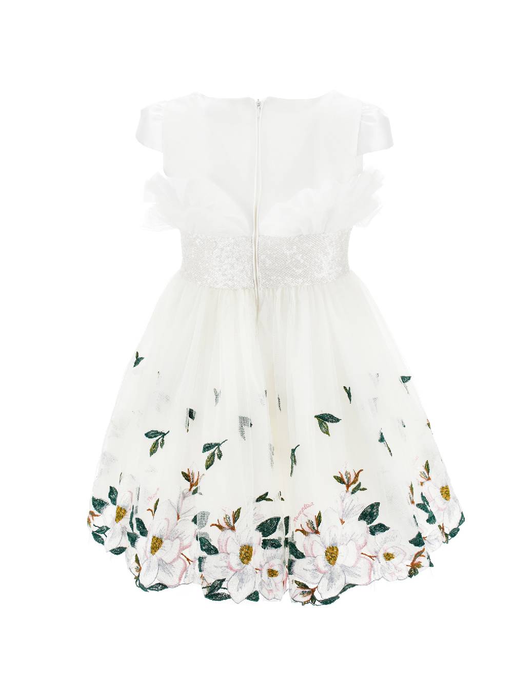 Monnalisa Abito In Tulle Ricamo Magnolia