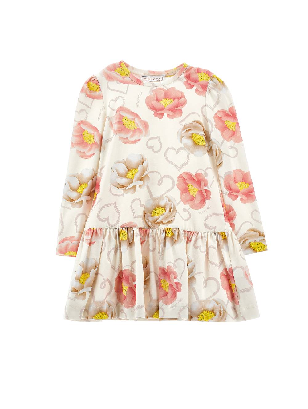 Monnalisa Abito jersey anemoni e cuori