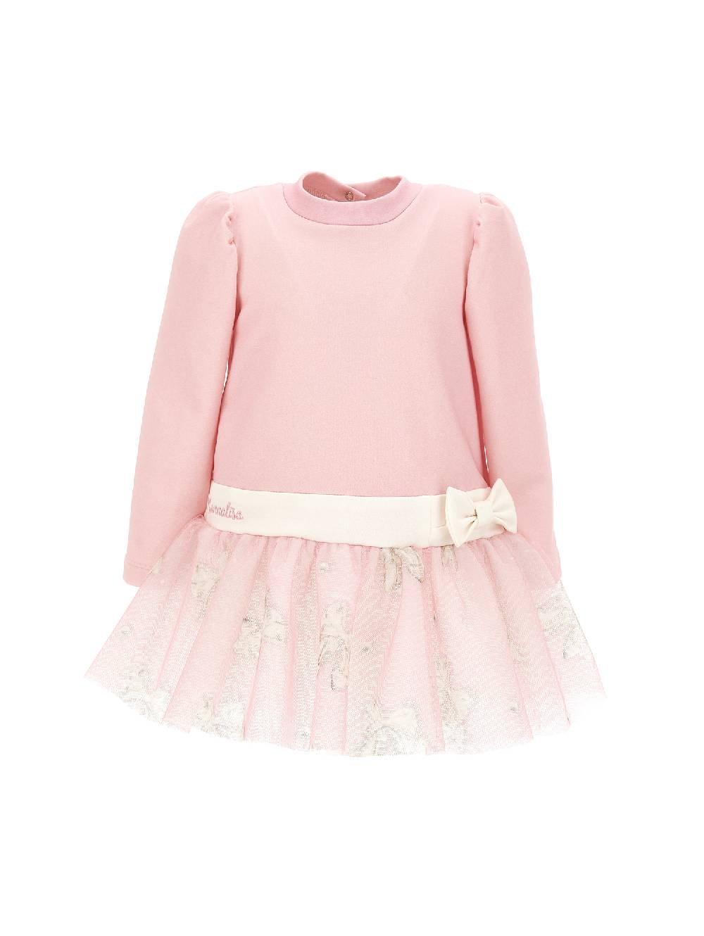 Monnalisa Abito jersey con fiocco e tulle