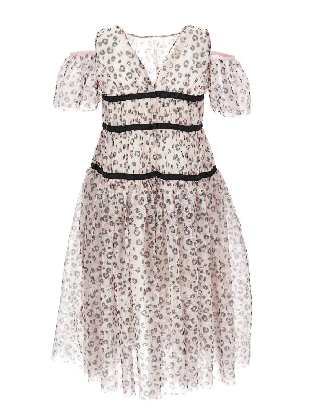 Monnalisa Abito Lungo Tulle Animalier