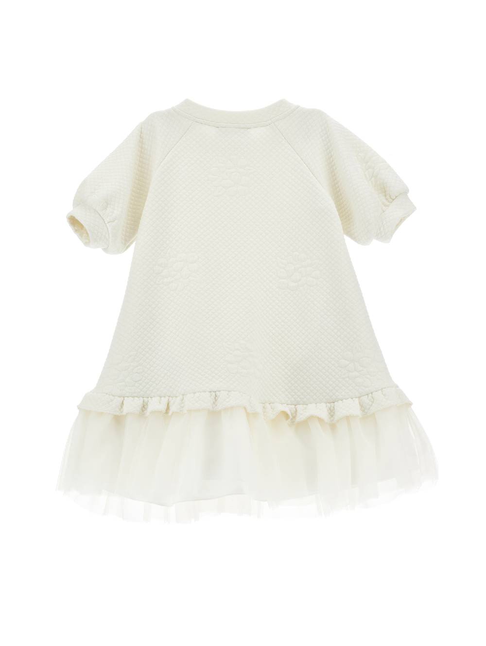 Monnalisa Abito Matelassé Con Balza Tulle