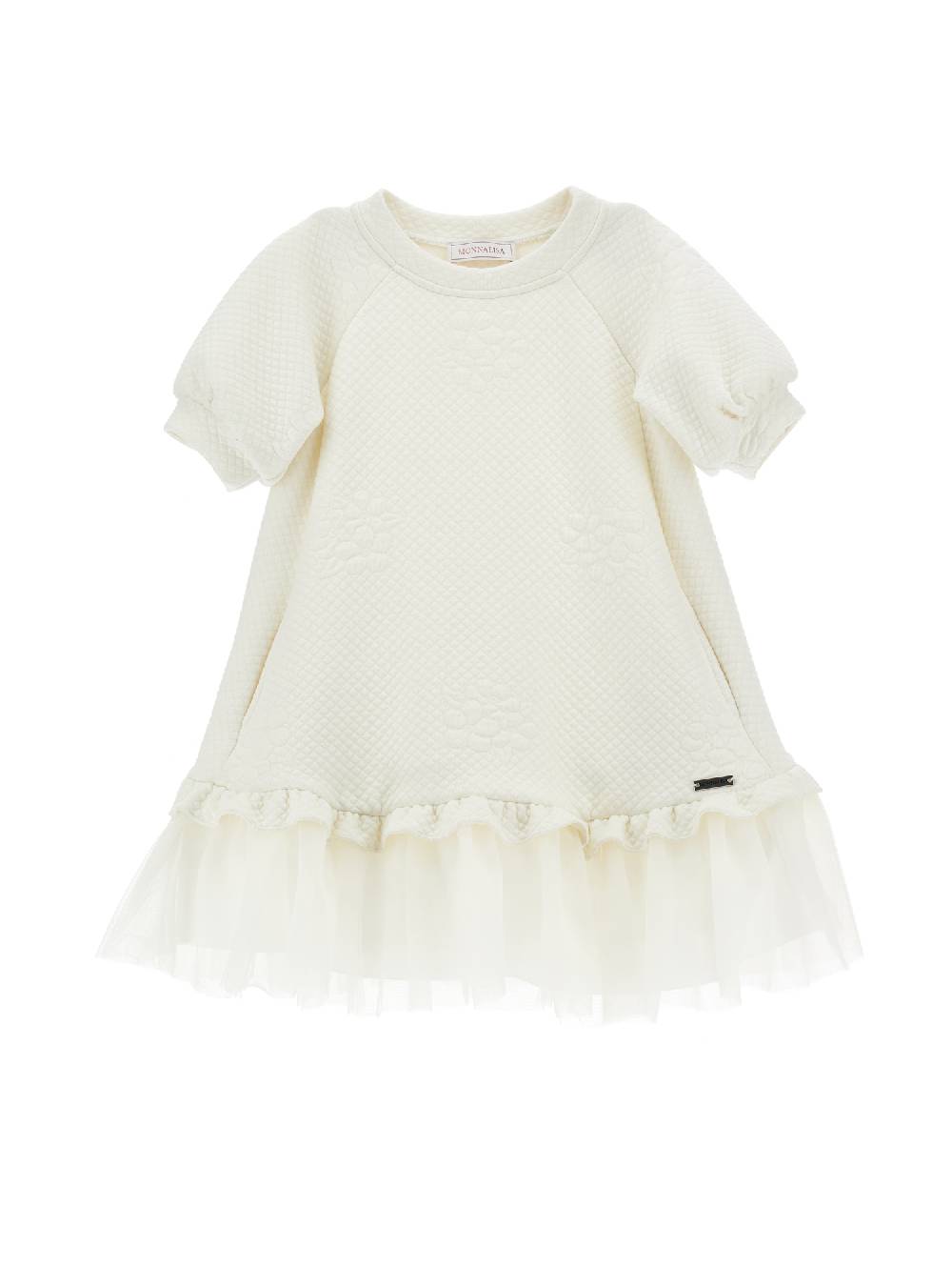 Monnalisa Abito matelassé con balza tulle