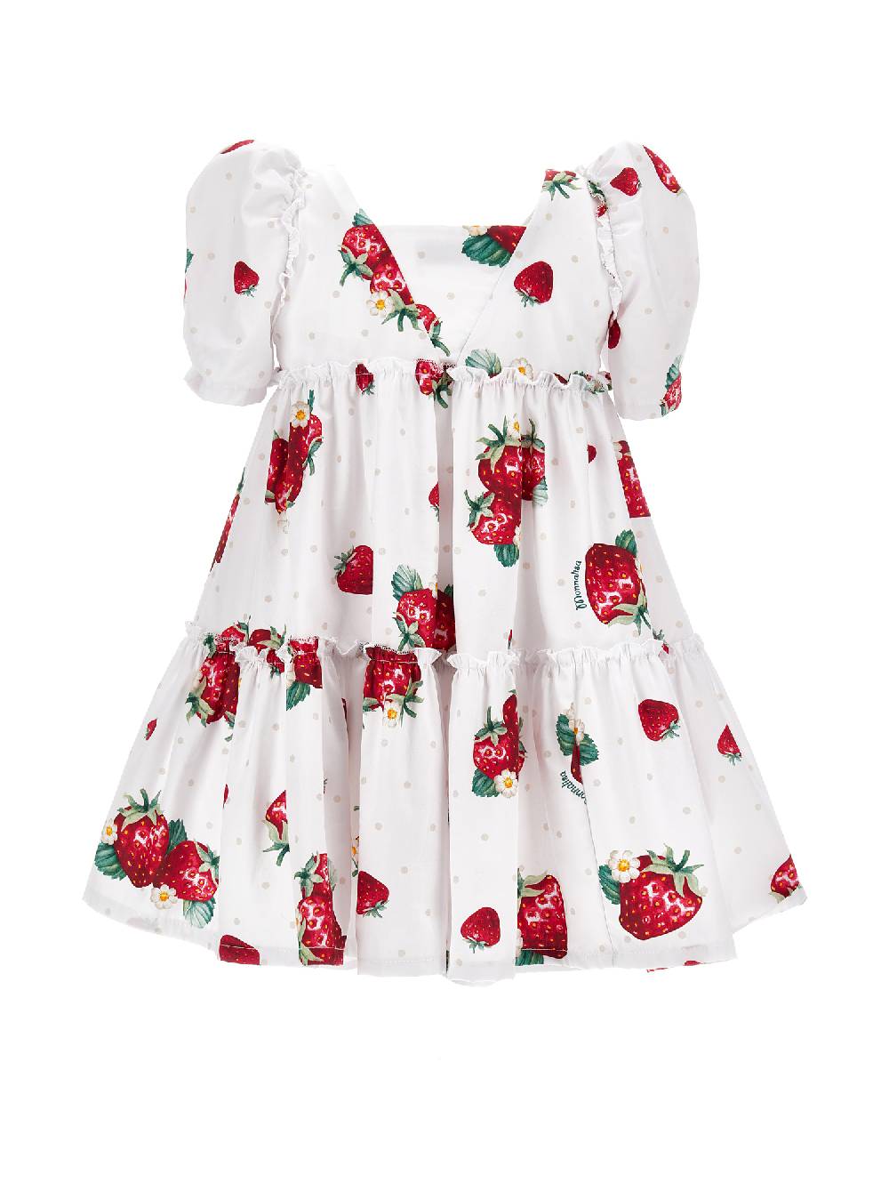 Monnalisa Abito Popeline Stampa Fragole E Pois