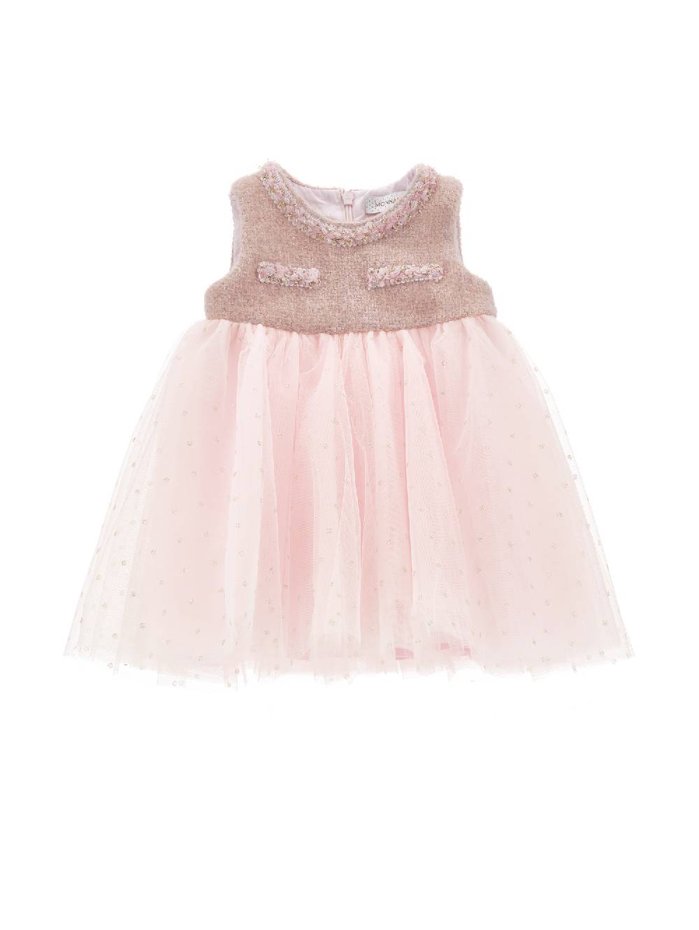 Monnalisa Abito smanicato tulle e bouclé