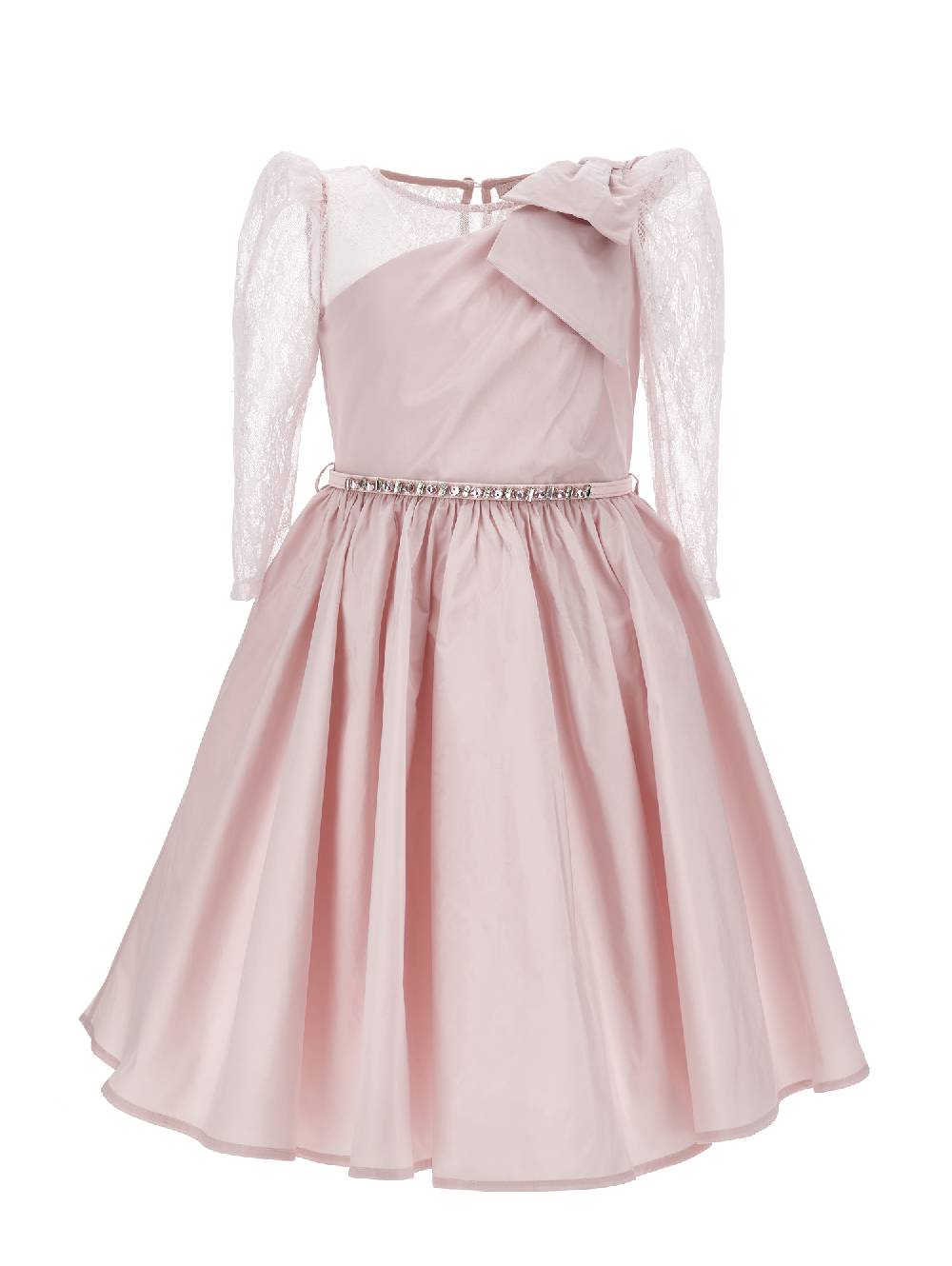 Monnalisa Abito taffeta con maniche in pizzo