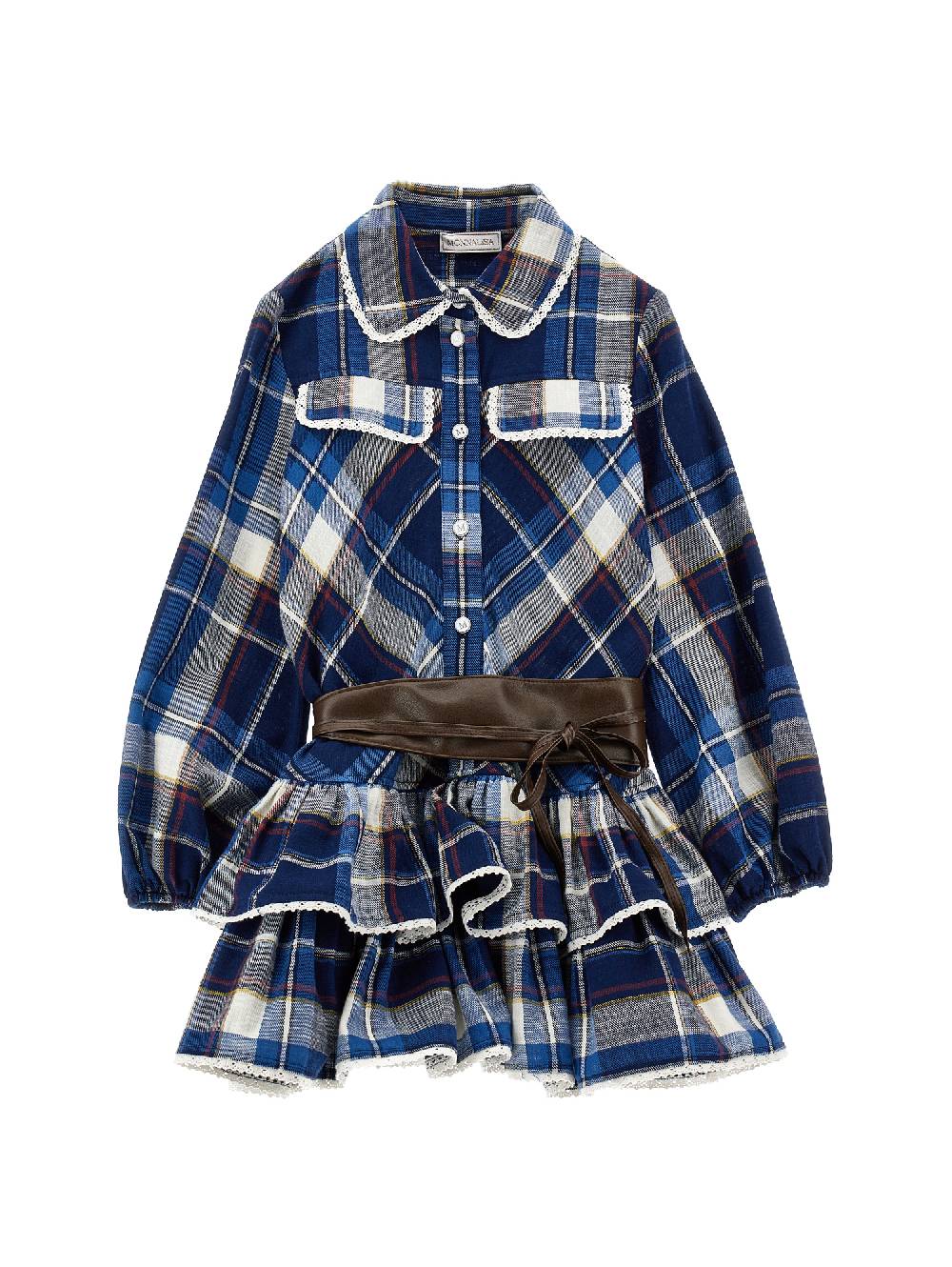 Monnalisa Abito tartan con cintura