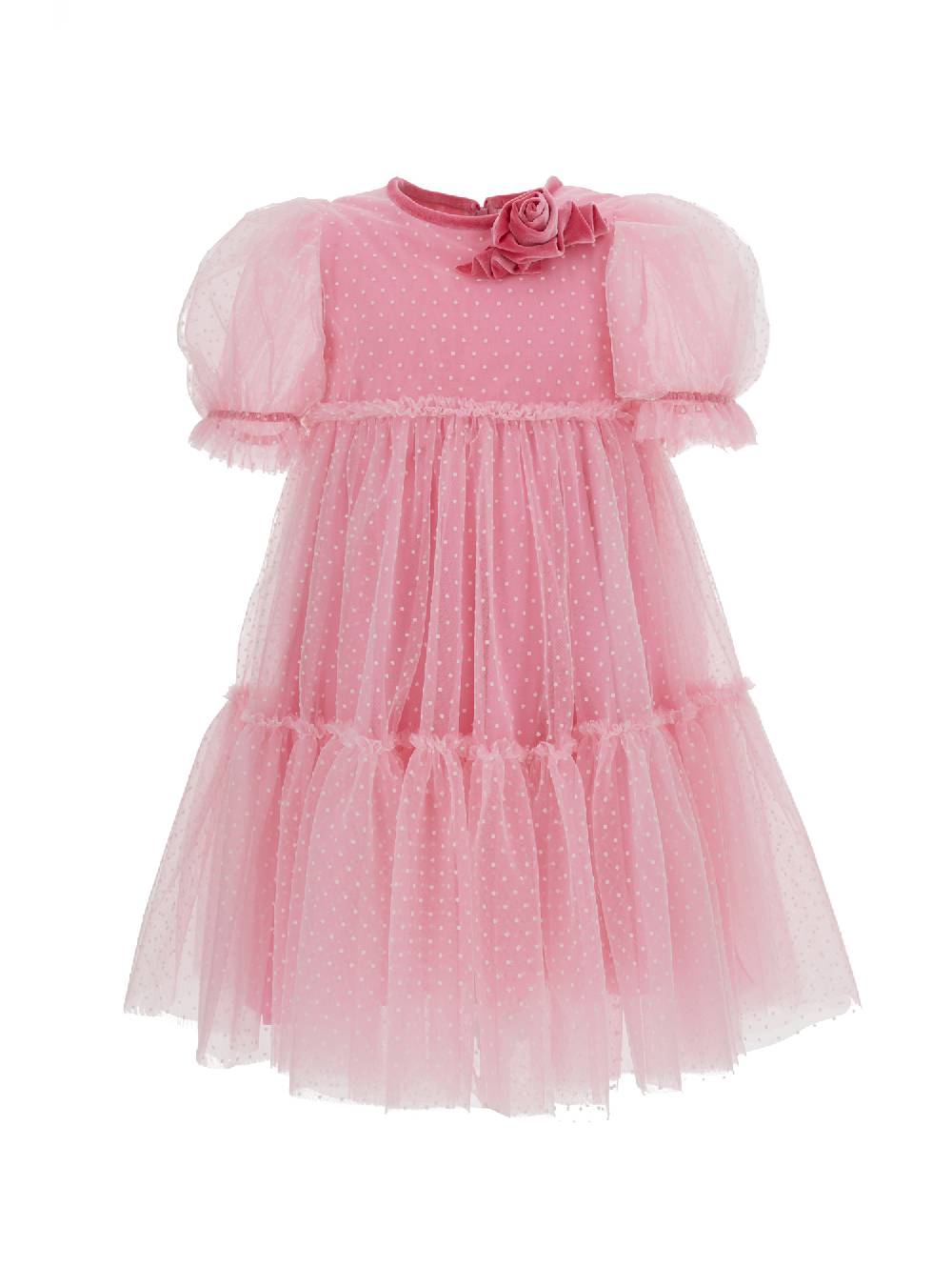 Monnalisa Abito tulle con dettagli velluto