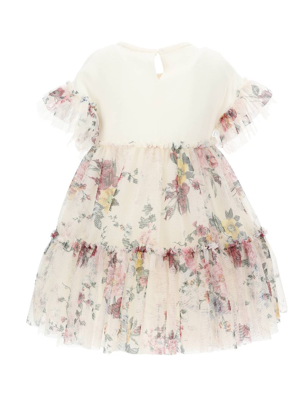 Monnalisa Abito Tulle Fiori Con Bouquet In Vita