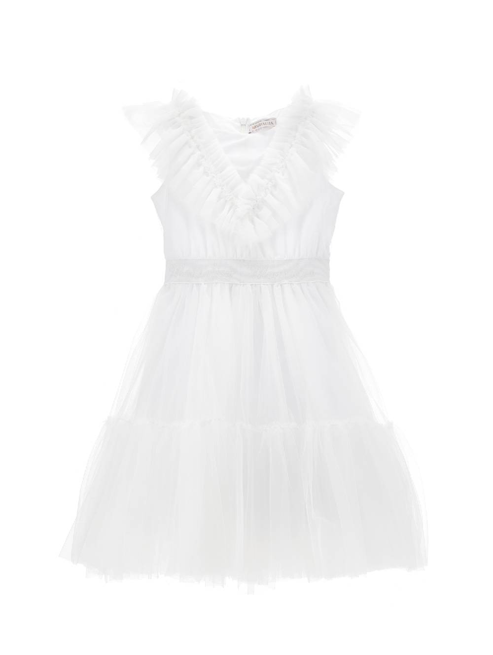 Monnalisa Abito tulle mano seta con strass