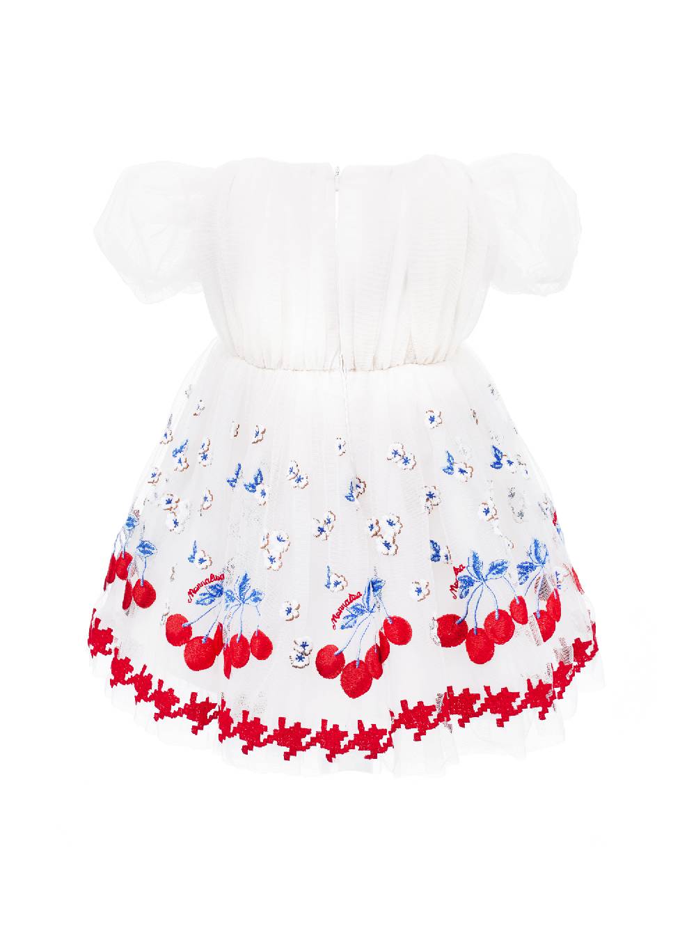 Monnalisa Abito Tulle Ricamo Ciliegie