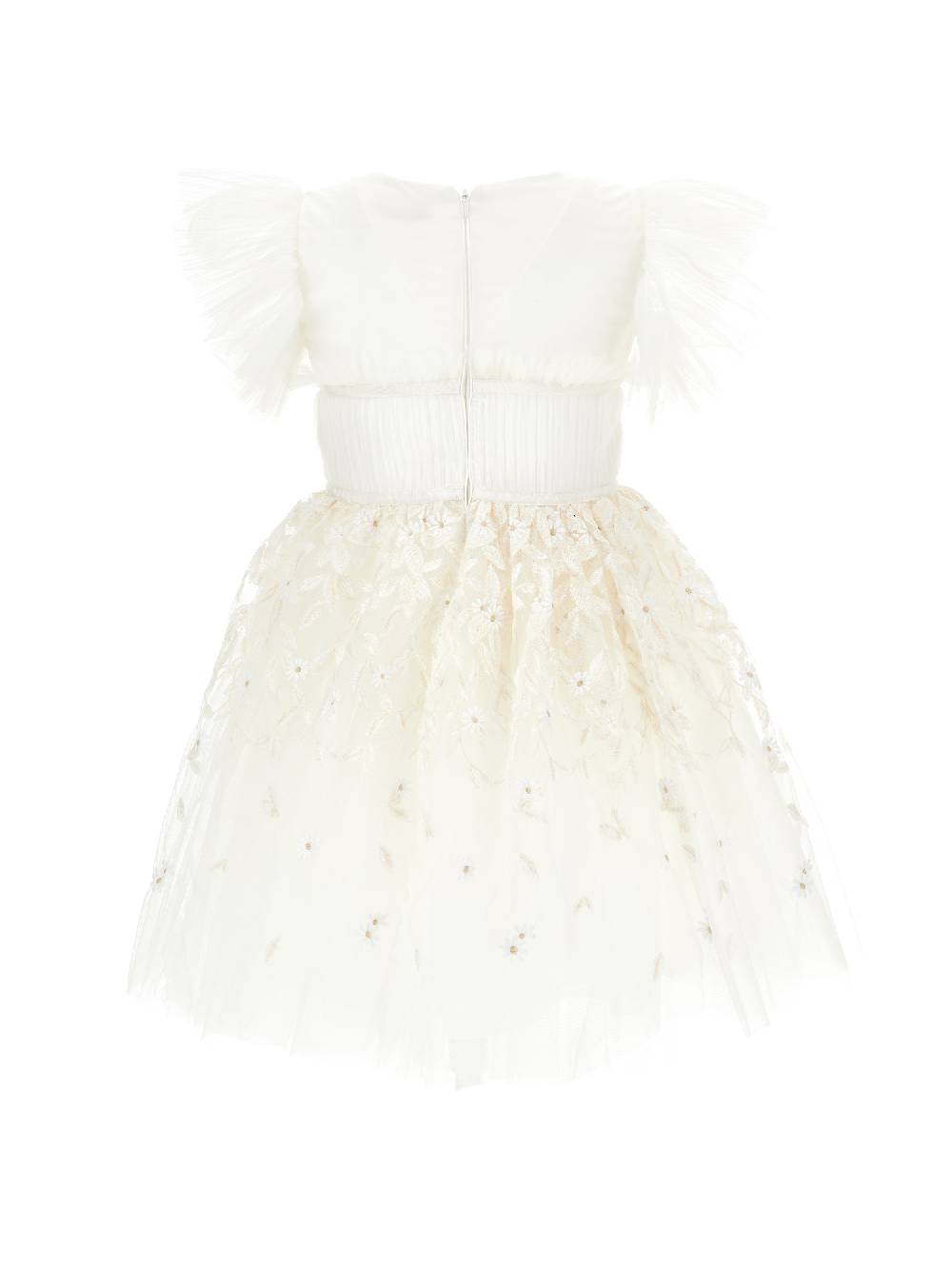 Monnalisa Abito Tulle Ricamo Foglioline