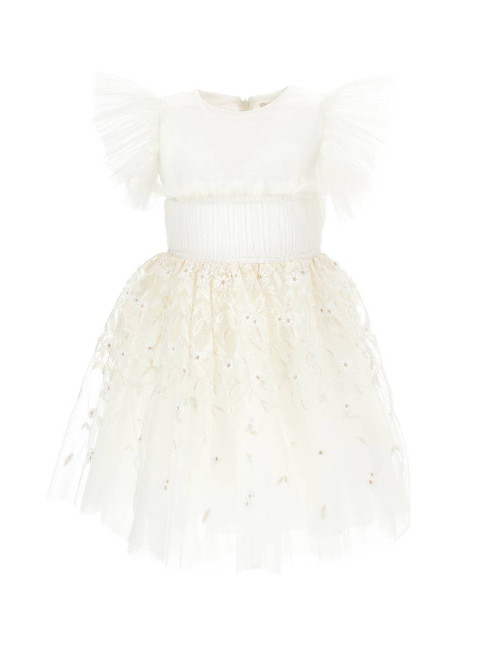 Monnalisa Abito tulle ricamo foglioline