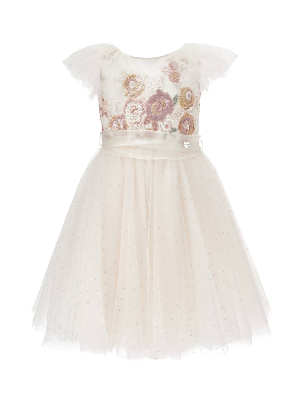 Monnalisa Abito tulle ricamo paillettes
