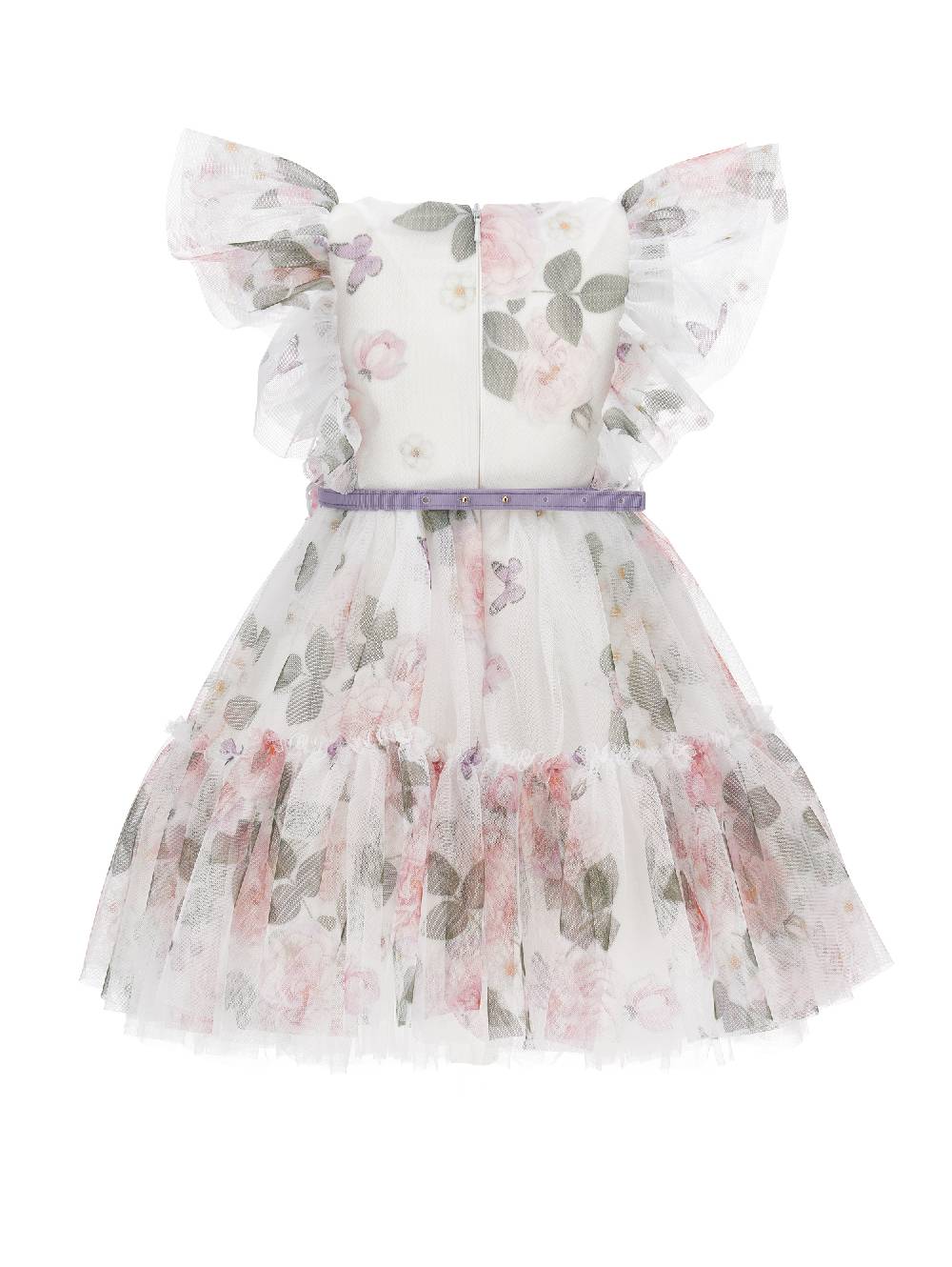 Monnalisa Abito Tulle Stampa Rose