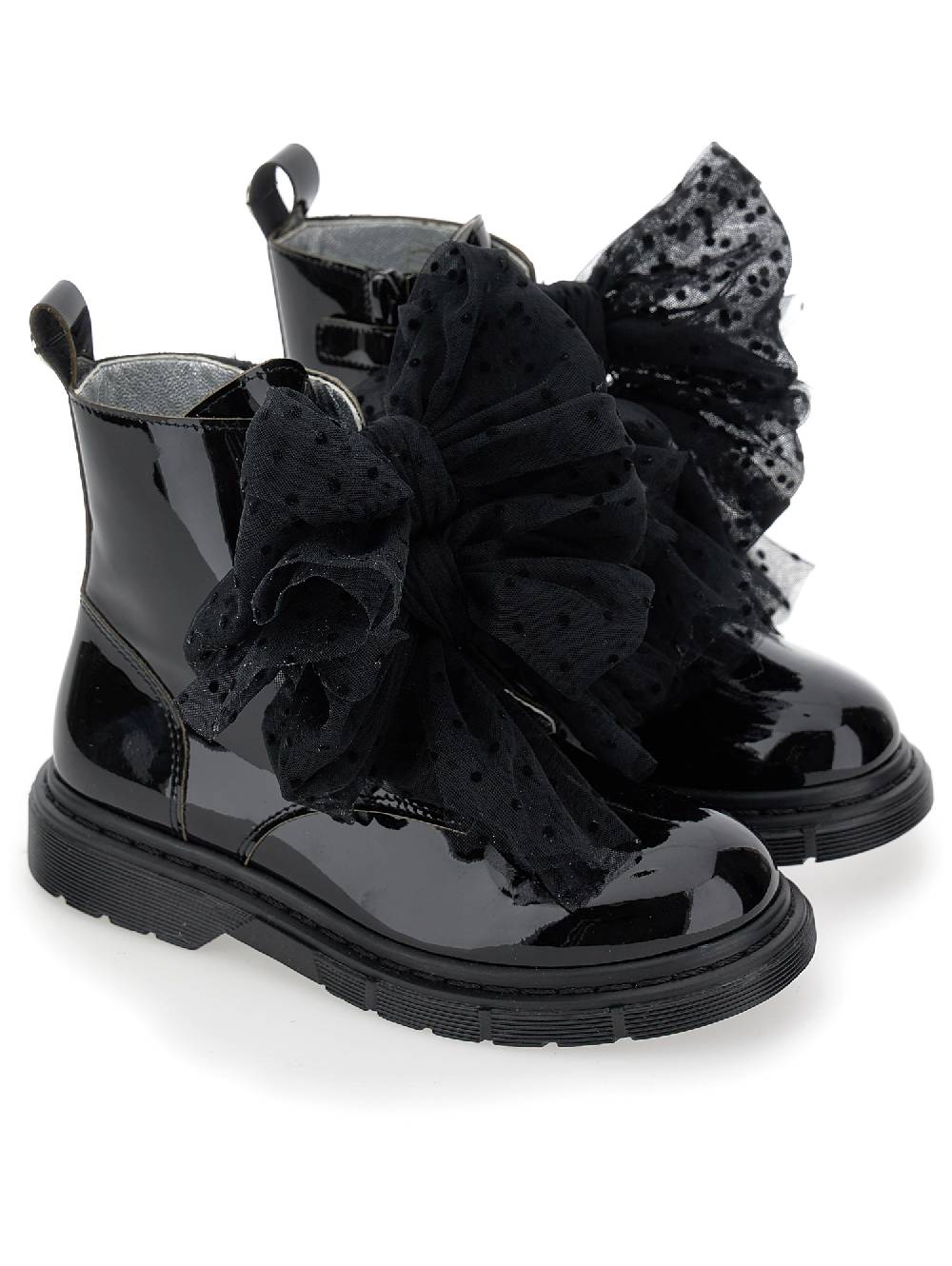 Monnalisa Anfibi Pelle Con Fiocchi Tulle