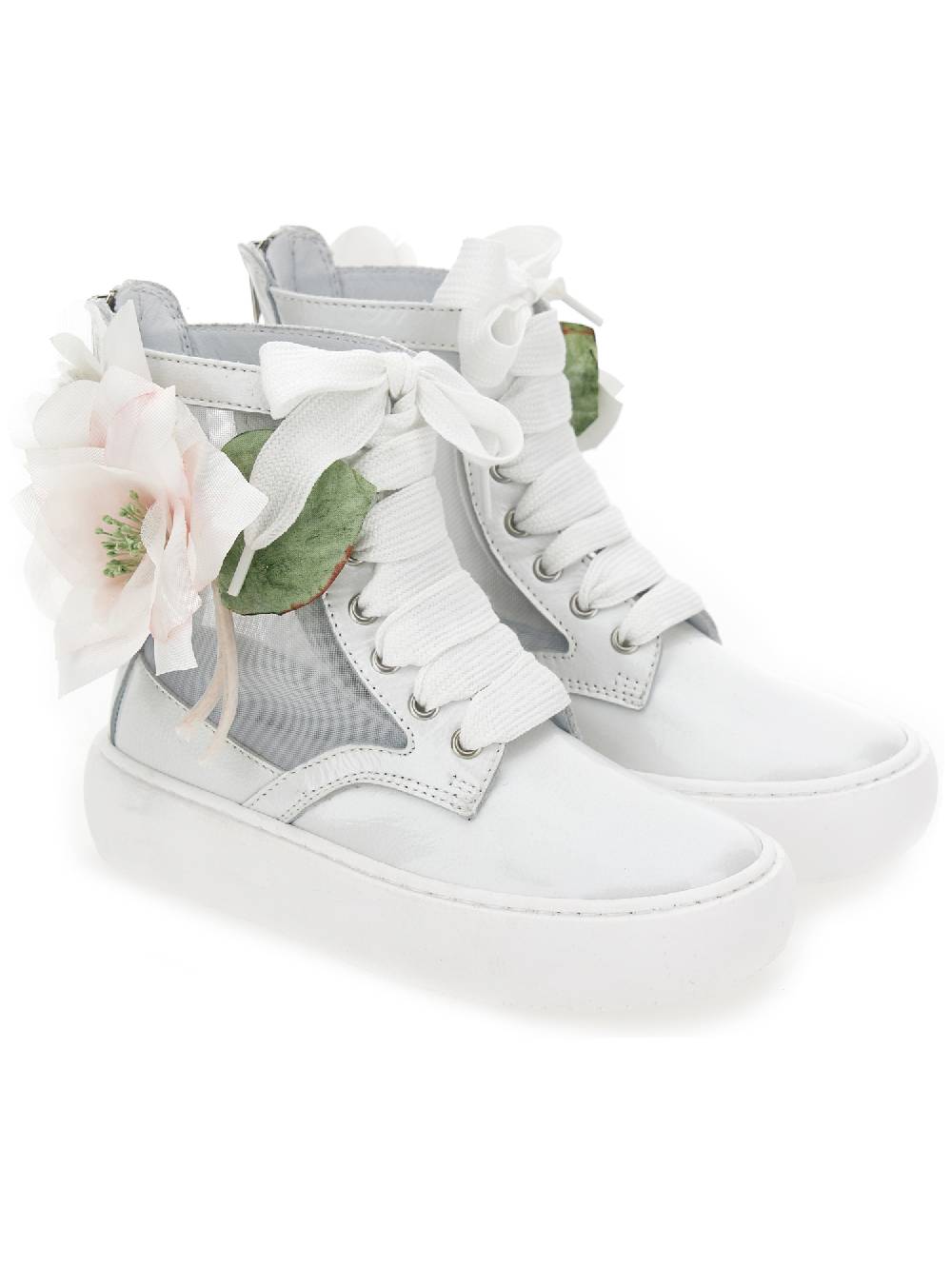 Monnalisa Anfibi Pelle Con Magnolia