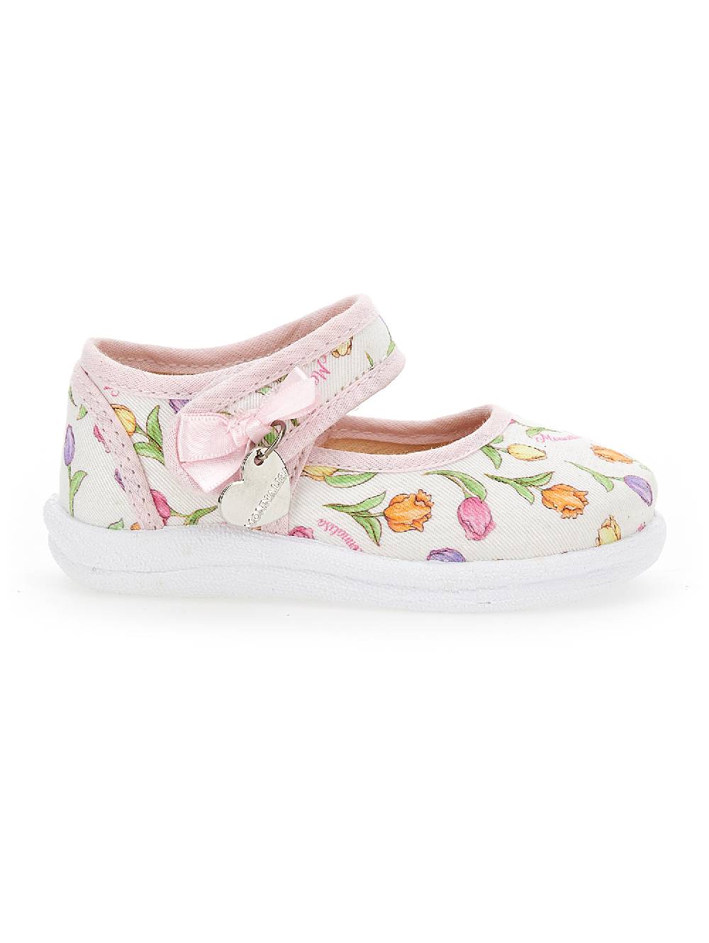 Monnalisa Ballerine in gabardina stampa tulipani