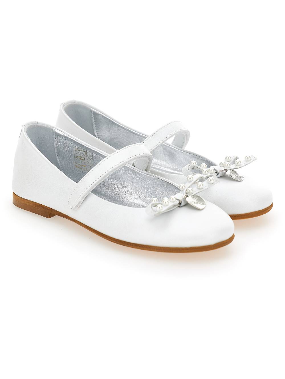 Monnalisa Ballerine In Pelle Perlata Con Fiocco