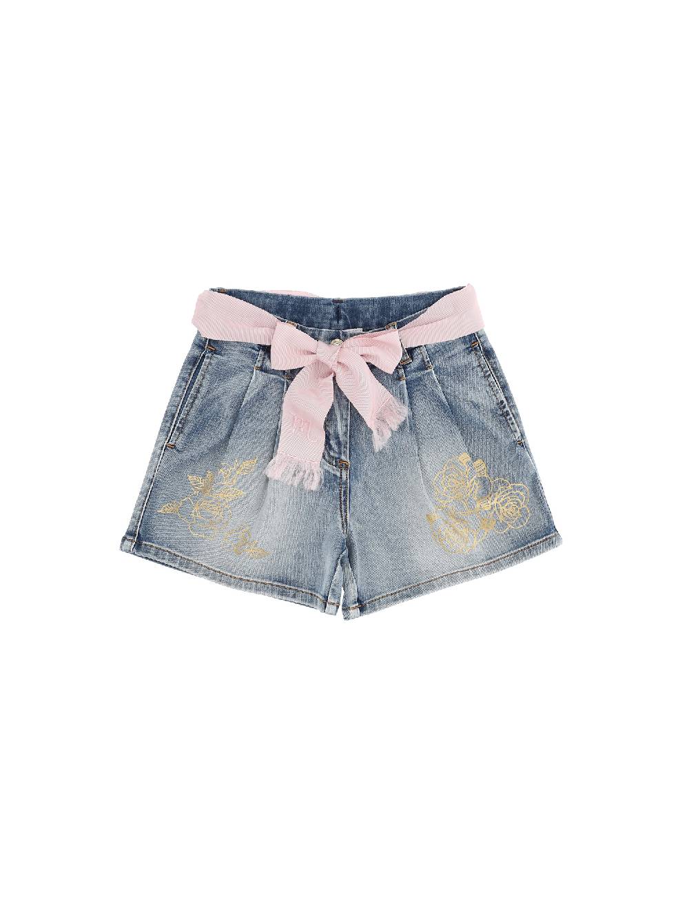 Monnalisa Bermuda jeans rose in oro