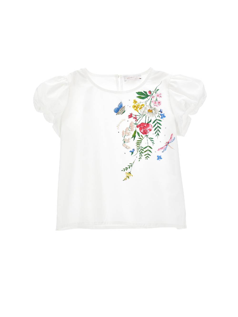 Monnalisa Blusa popeline con strass