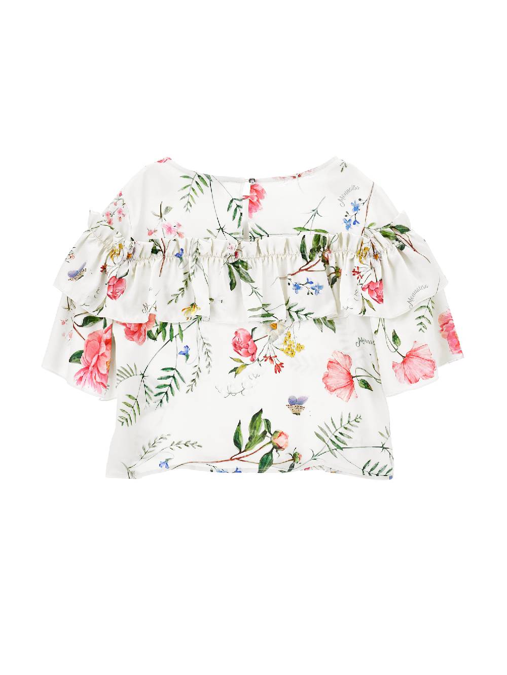 Monnalisa Blusa Rasetto Stampa Botanica