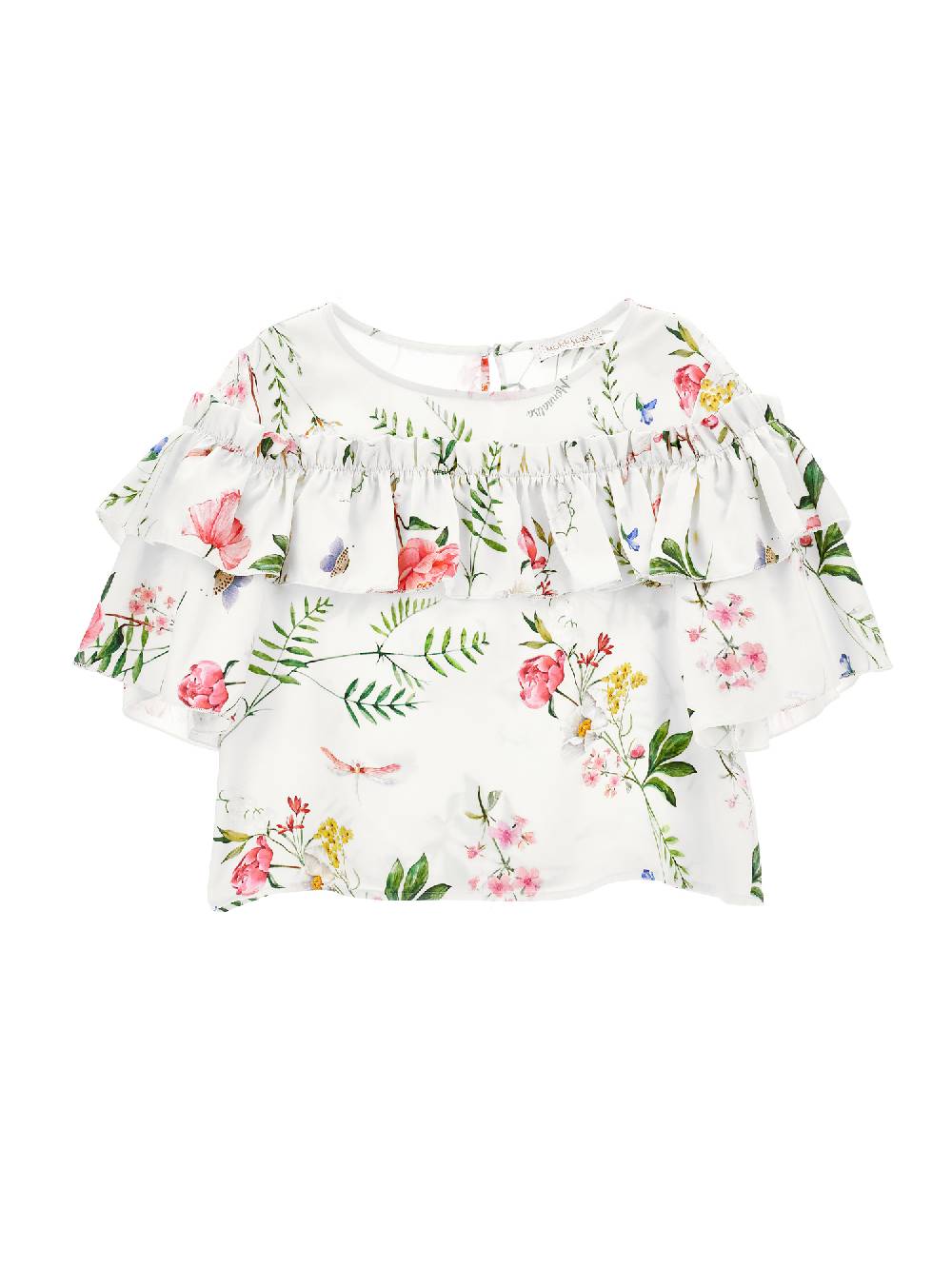 Monnalisa Blusa rasetto stampa botanica