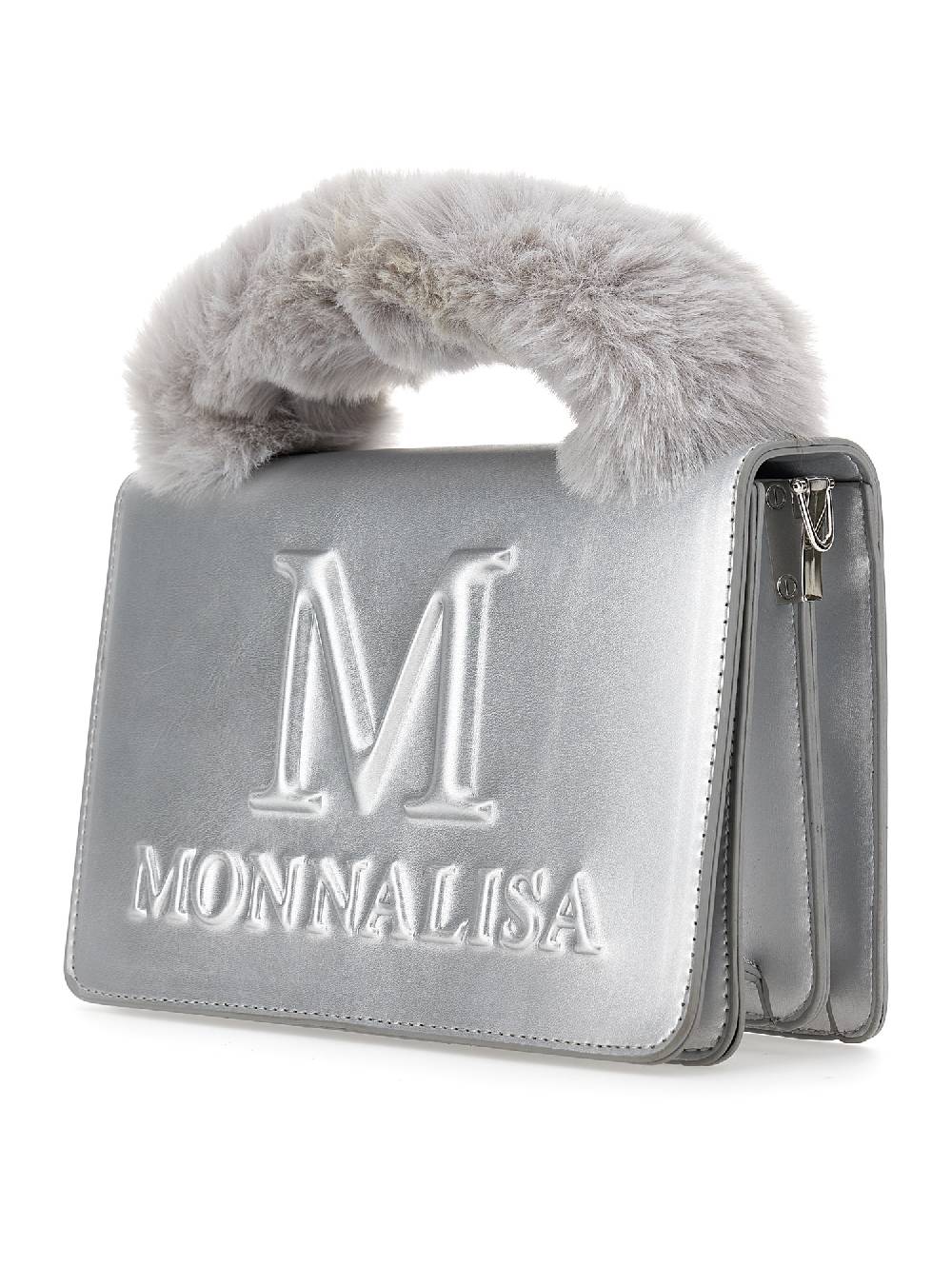 Monnalisa Borsa Tessuto Spalmato E Peluche