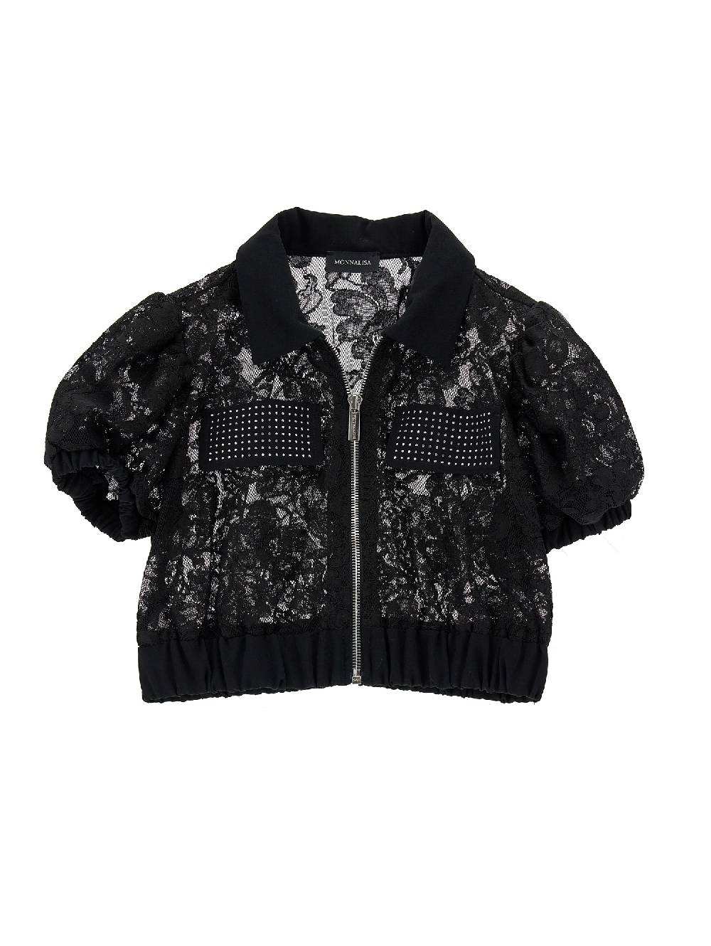 Monnalisa Camicia corta pizzo rebrodé