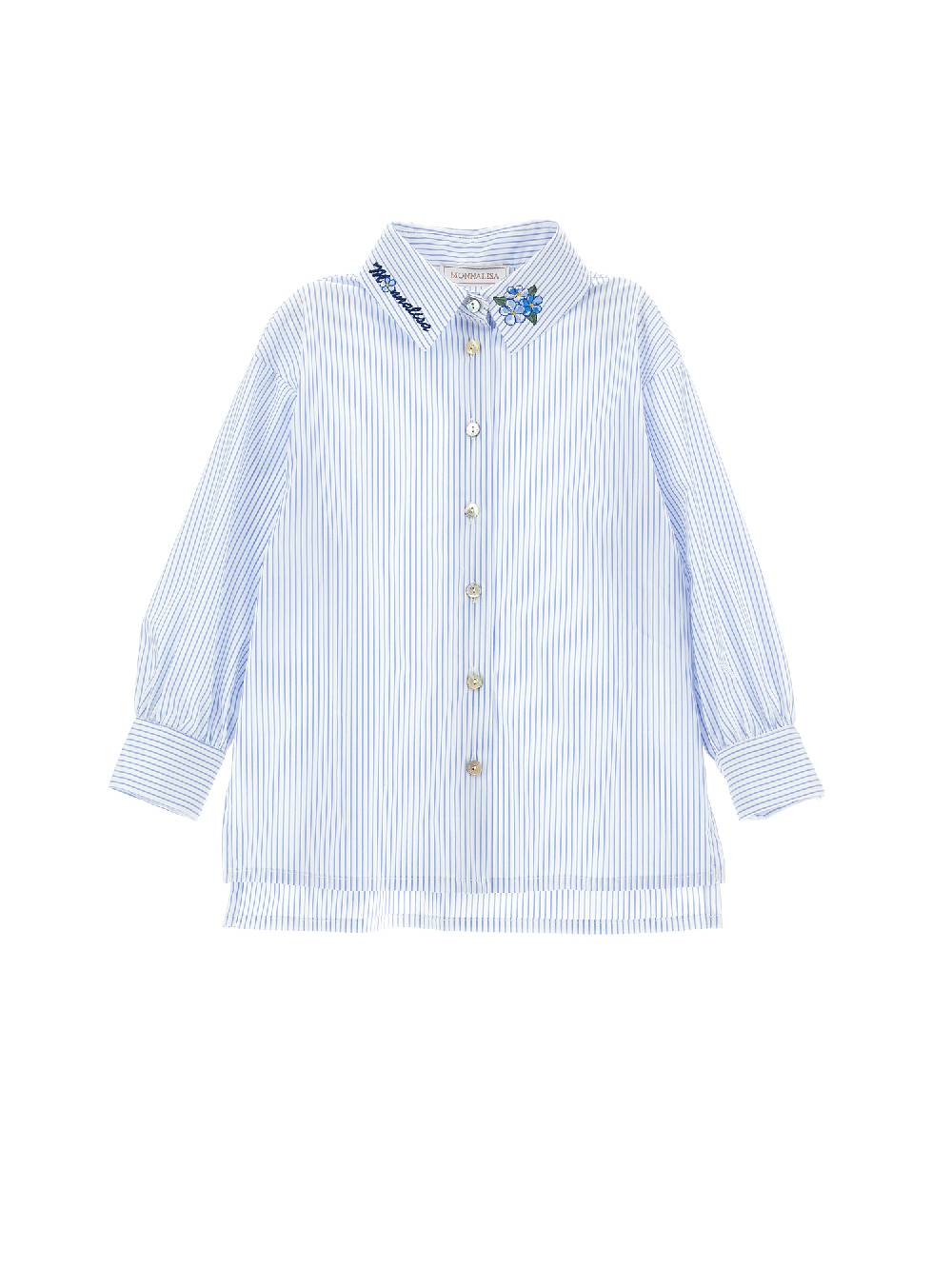 Monnalisa Camicia cotone con colletto ricamato