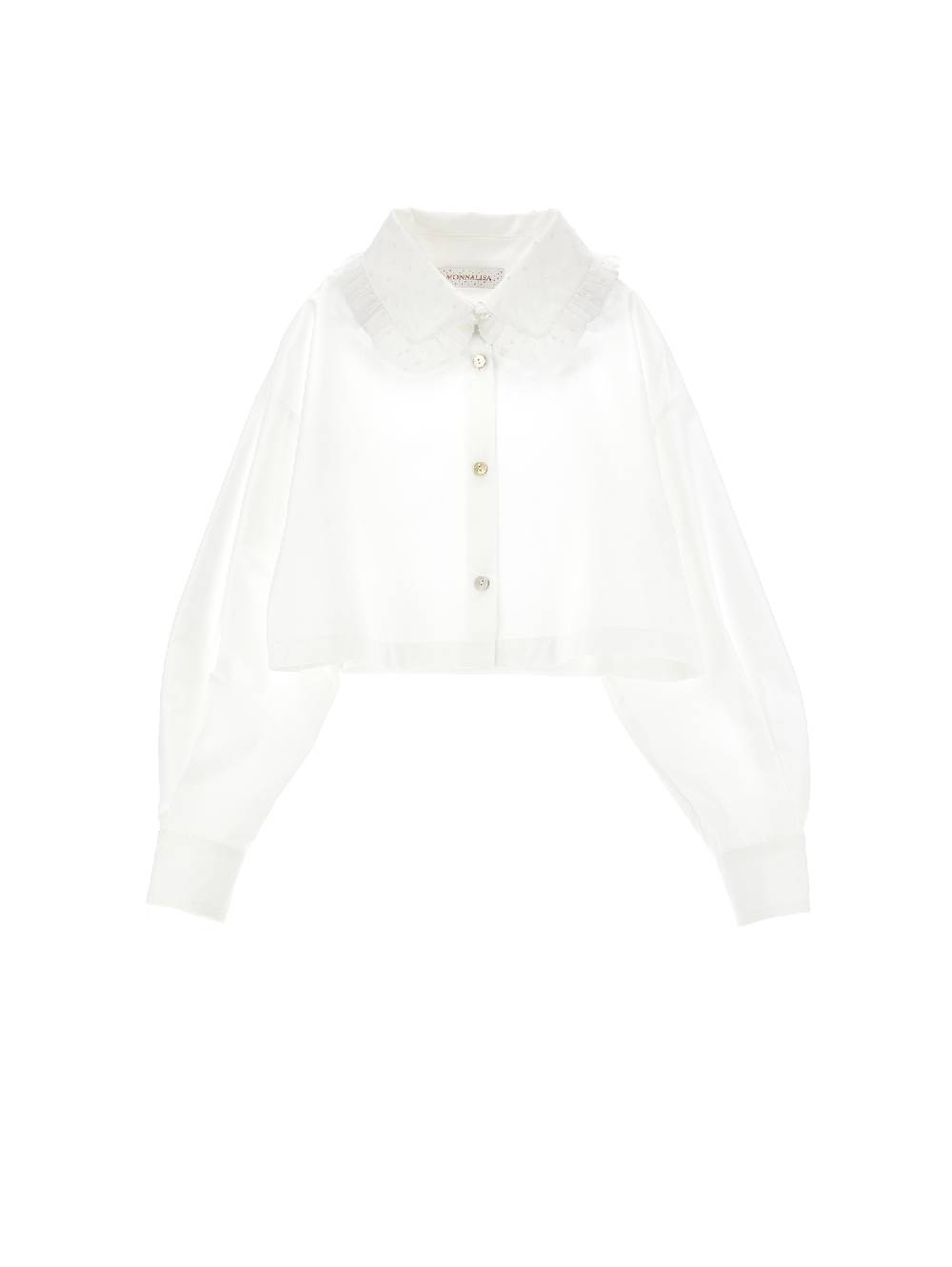 Monnalisa Camicia cropped colletto velluto