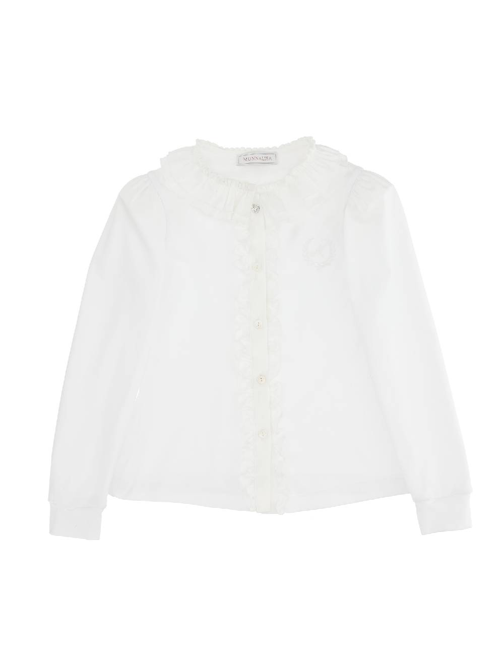 Monnalisa Camicia jersey colletto e ricamo