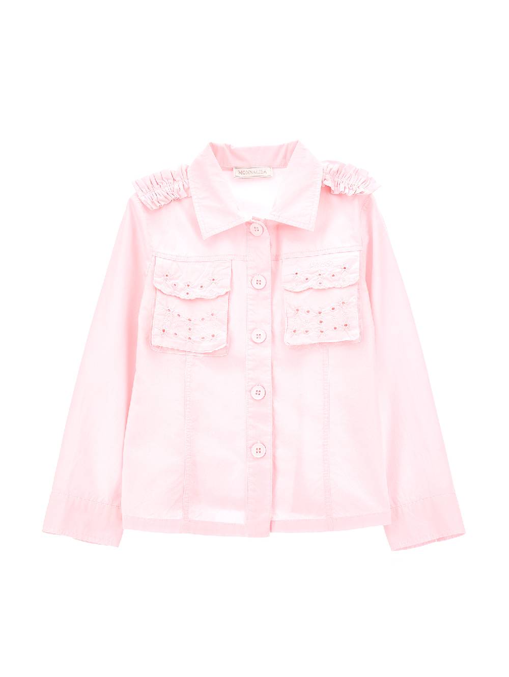 Monnalisa Camicia popeline con tasche ricamate
