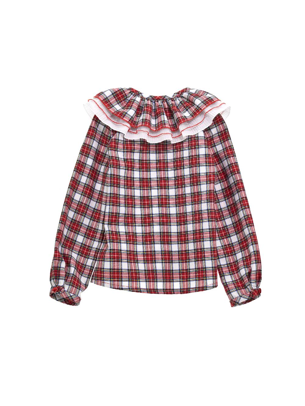 Monnalisa Camicia Tartan Con Colletto Romantico
