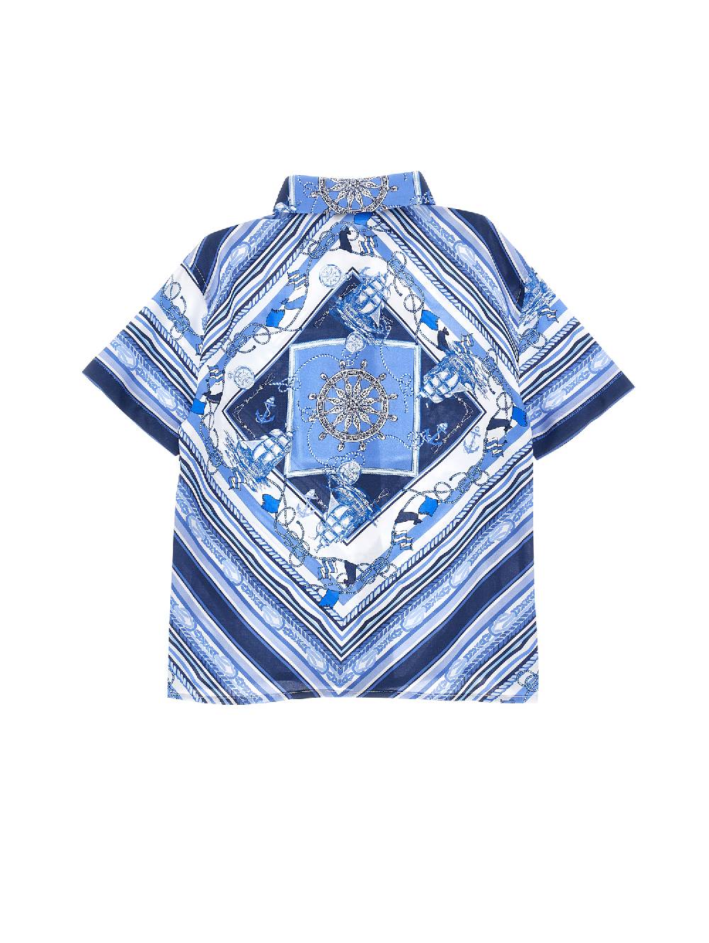 Monnalisa Camicia Viscosa Stampa Marine