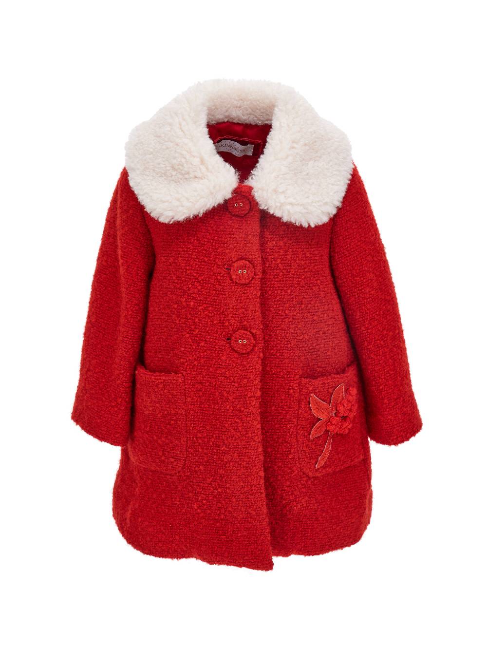 Monnalisa Cappotto Bouclè Ricamo Lana