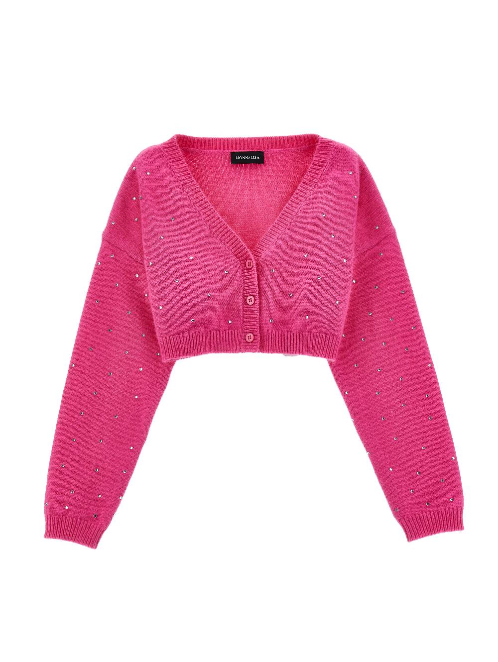 Monnalisa Cardigan corto strass allover