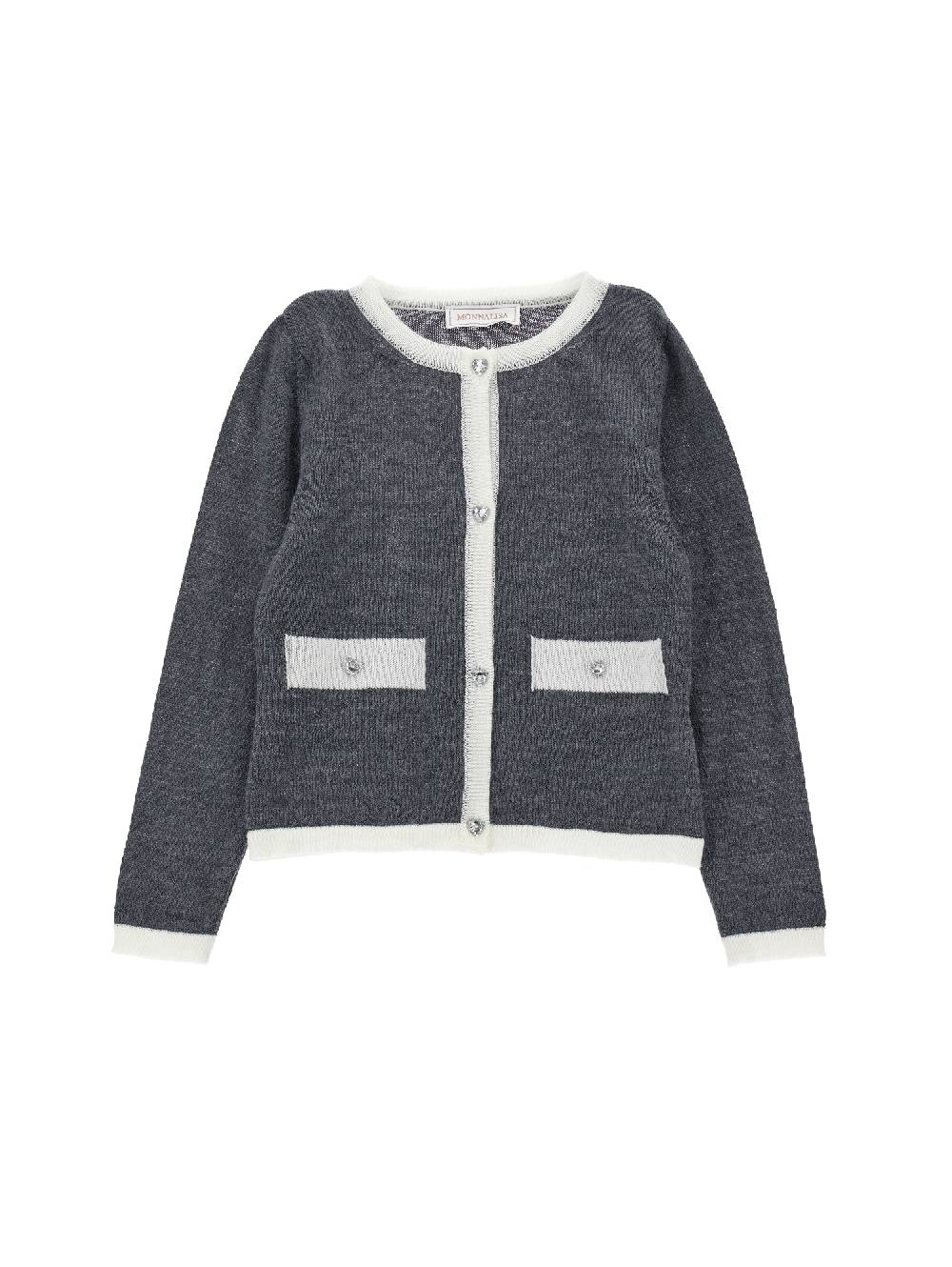 Monnalisa Cardigan lana merino bicolor