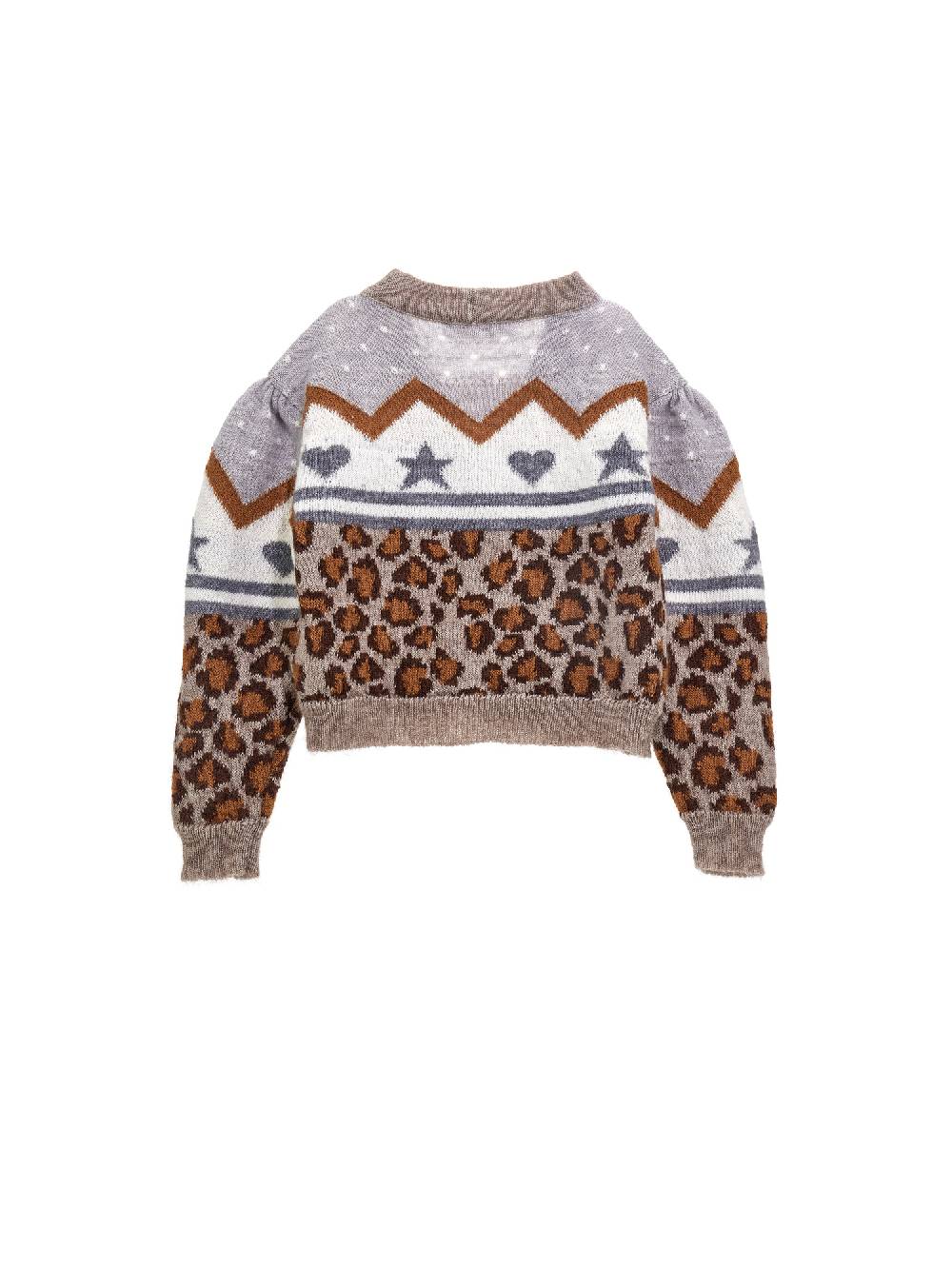 Monnalisa Cardigan Mohair Intarsio Cuori E Stelle