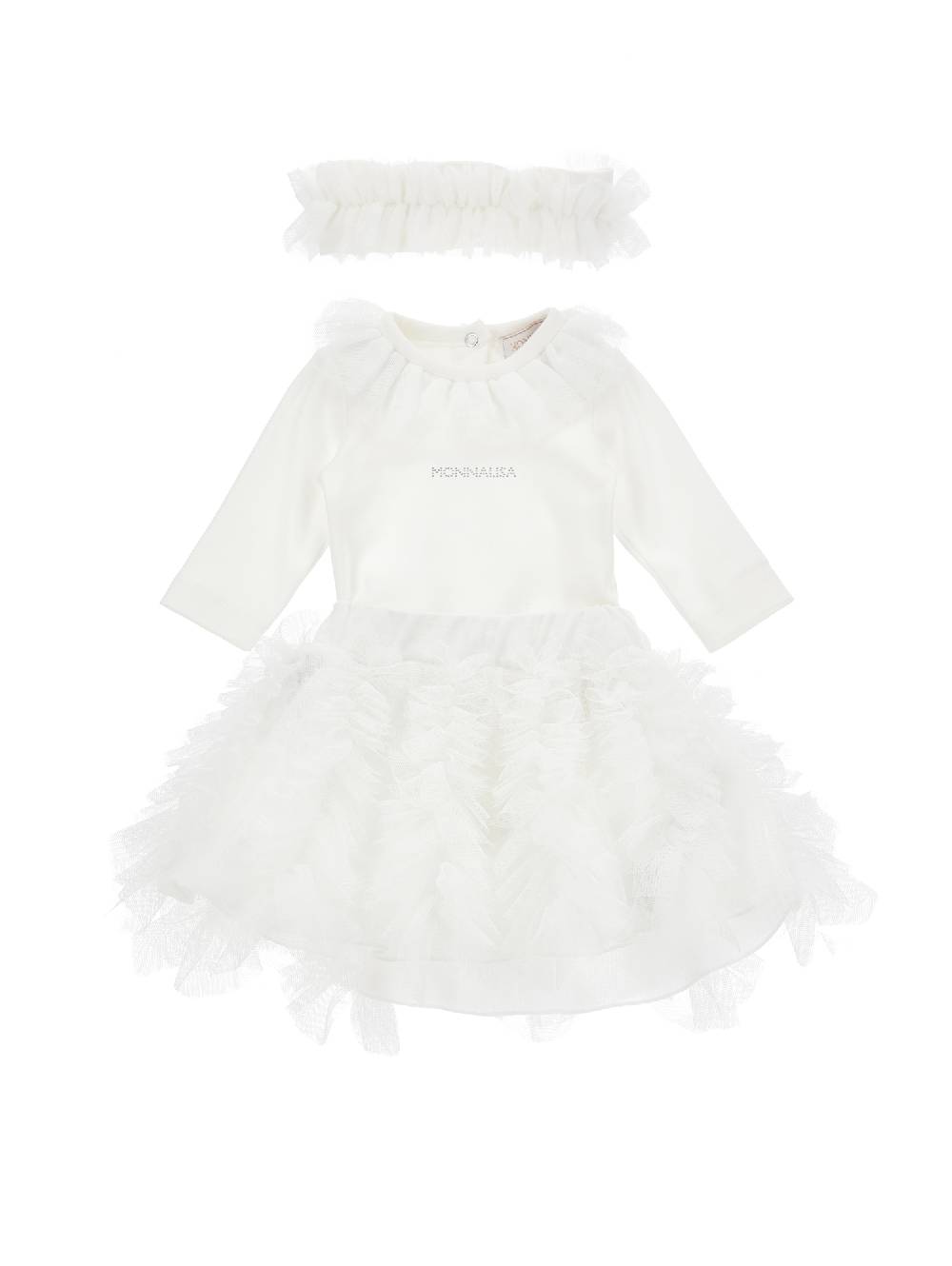 Monnalisa Completo cotone e tulle tre pezzi