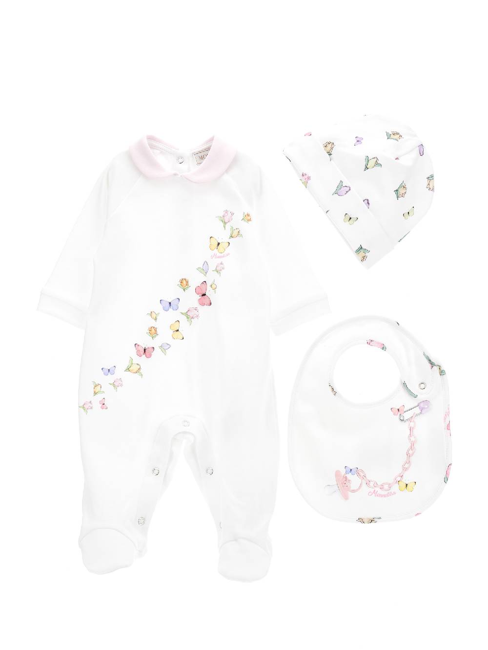 Monnalisa Completo Neonata, Tre Pezzi Cotone